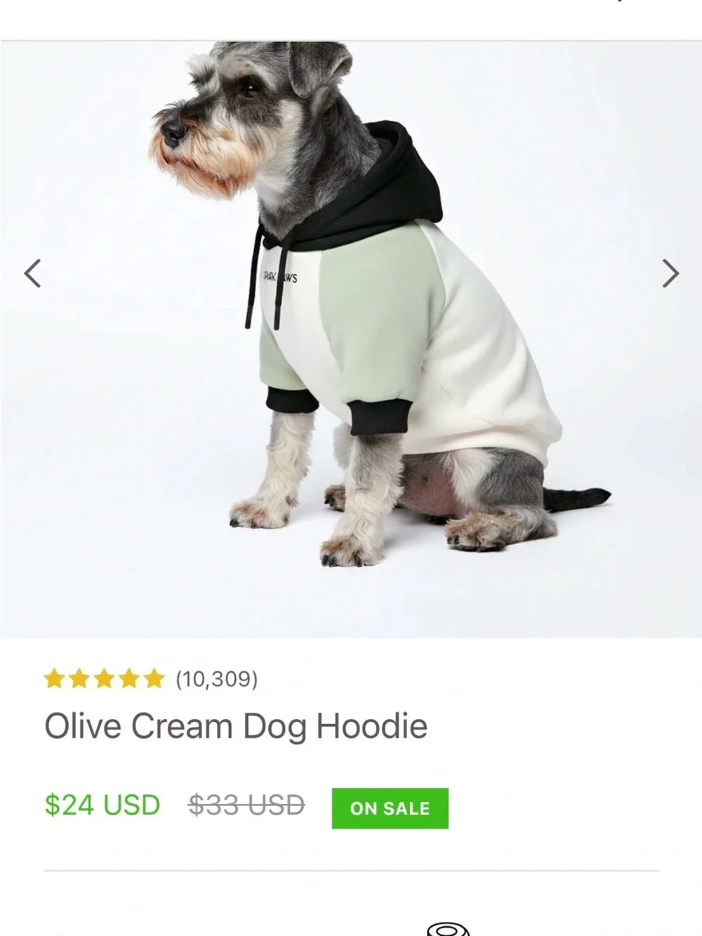 Spark Paws Color Block Pet Hoodie in Black, Cream & Olive, Size M